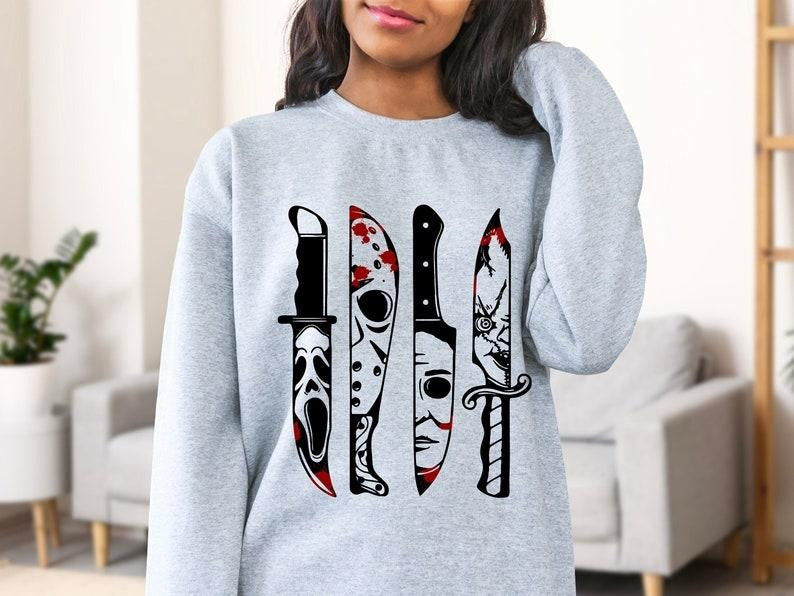 Horror Movie Characters Sweatshirt, Horror Movie Characters In Knives Shirt, Halloween Shirt, Horror Movie Sweatshirt, Halloween T-shirt