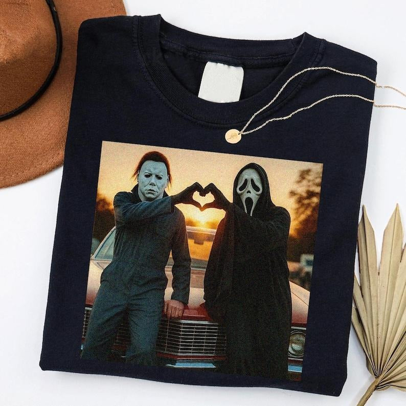Horror Movies Characters Shirt,90s Horror Movie Shirt,Scary Movie Shirt,Michael and Ghost Heart Hands Shirt,Matching...