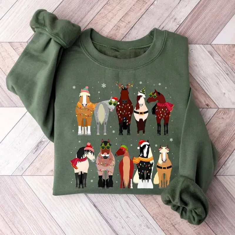 Horse Christmas Shirt, Horse Lover Shirt, Christmas Farm Animals Shirt, Funny Horse Christmas, Horse Mom Shirt Classic...