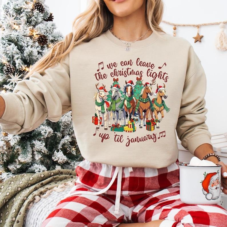 Horse Christmas Sweatshirt, Horse Lover Christmas Shirt, Horse Farm T-shirt, Western Christmas Shirt, Xmas Farming Hoodie, Christmas Gift