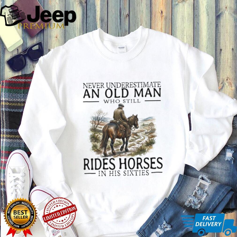 Horseback Riding Old Man Sixties Vintage Style Graphic Shirt