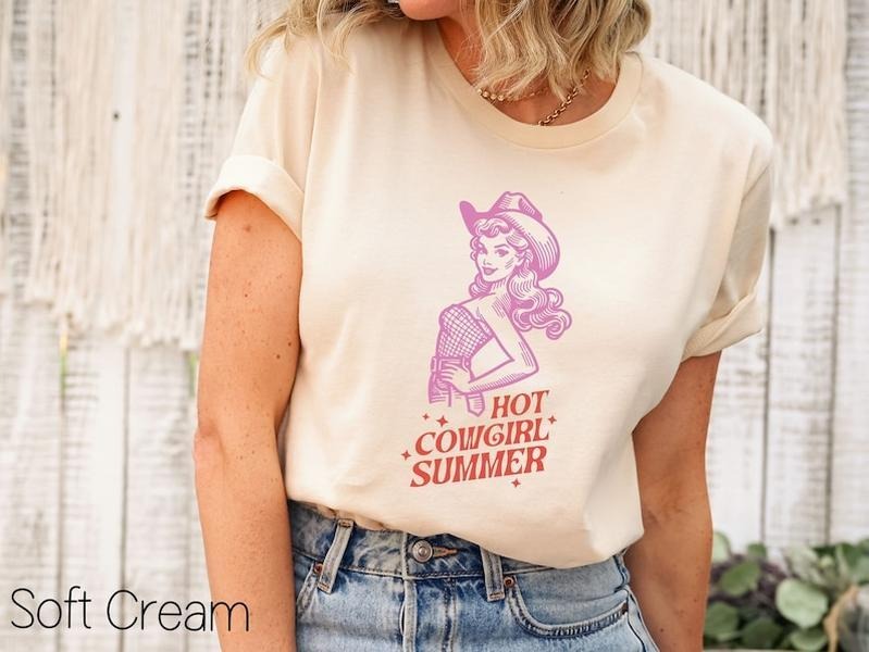 Hot Cowgirl Summer Shirt,Cowgirl Western T-Shirt,Retro Cowgirl Shirt,Vintage 90s Graphic Western Shirt,Rodeo Country Western T-Shirts