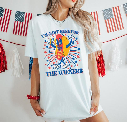 Hot Dog I'm Just Here For The Wieners 4th Of July Shirt, Fourth Of July, Patriotic 4th Of July Shirt, American Shirt, America, Freedom, American Flag Shirt