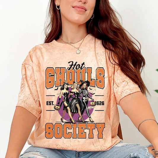Hot Ghouls Society Shirt, Spooky Season Shirt, Halloween Tee, Halloween Graphic shirt, Comfort Colors Shirt, Ghost Halloween Shirt, Casual Shirt Unisex, Halloween Clothing, Graphic Halloween Apparel, Casual Cotton T-shirt, Unisex Halloween