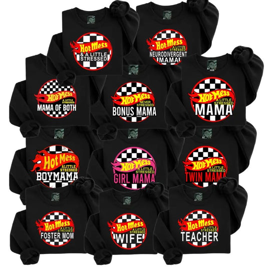 Hot Mess Collection Black Sweatshirt or T-Shirt - Unisex Fit, Soft Fleece Inside, Casual Comfort - Womenswear, Pullover cute shirts Crewneck