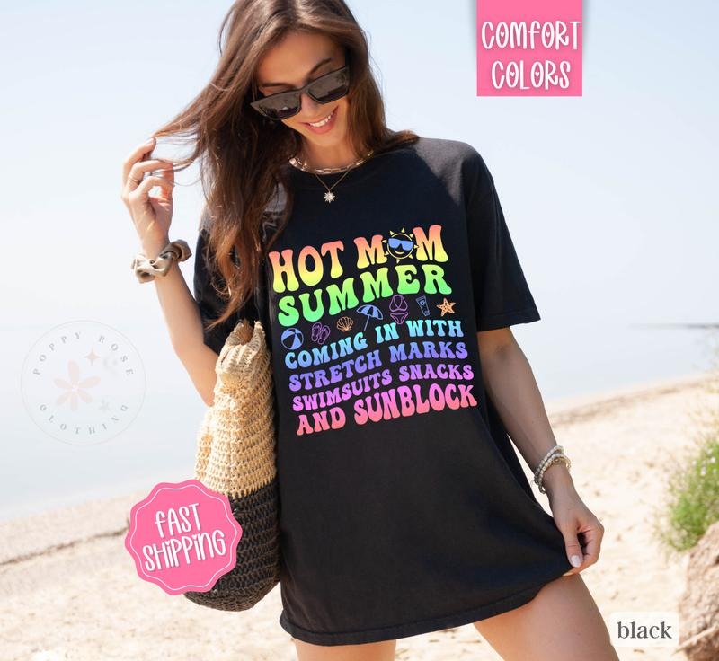 Hot Mom Summer Shirt Comfort Colors, Funny Mom Shirt, Oversized Graphic Tshirt, Funny Womens Shirt, Mama Beach Shirt