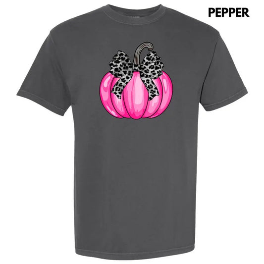 Hot Pink Leopard Bow Pumpkin Comfort Colors T-Shirt 'NLB'