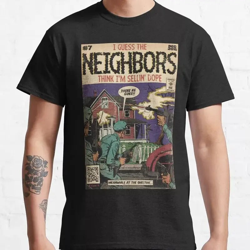 Hot Sale! J. Cole - Neighbors Comic Parody Classic Retro Vintage T-Shirt S-4XL