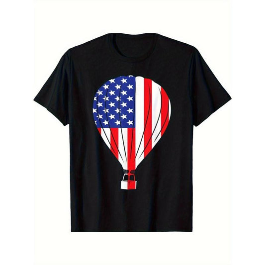 Hot air balloon American flag American in my heart | Pilot T-shirt Made in USA