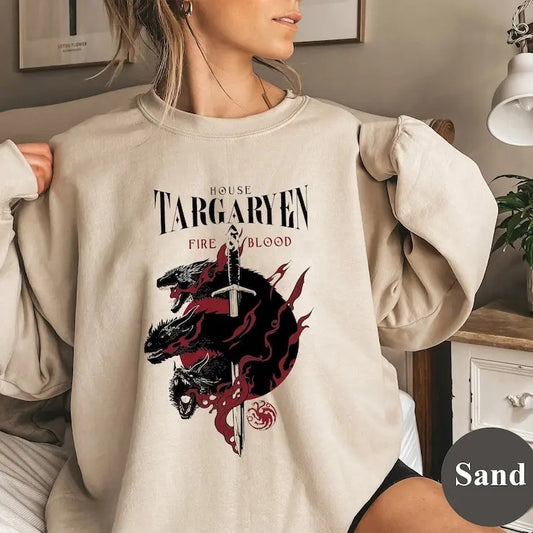 House Targaryen, Fire And Blood Sweatshirt, Game Of Thrones Sweatshirt, Popular Movie ,House Of Dragon