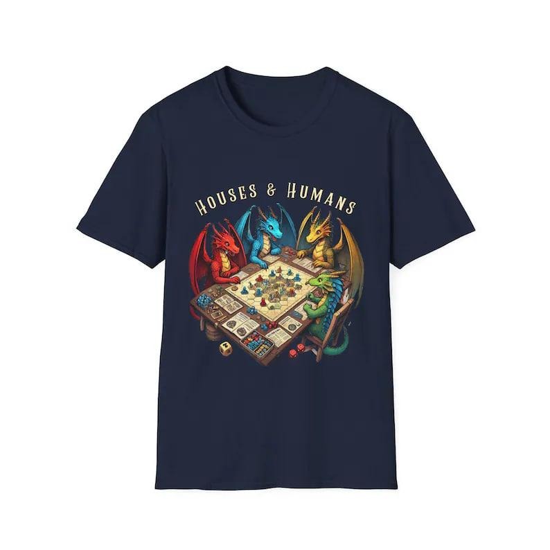 Houses and Humans D&D Shirt, Dungeons and Dragons Gift Tee for Men Women, Vintage Retro 90s Joke D and D T-shirt, Dungeon...