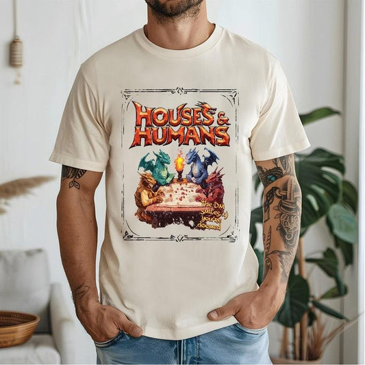 Houses and Humans D&D Tshirt, Dungeons and Dragons Gift Tee for Men Women, Vintage Retro 90s Joke D and D T-shirt Streetwear Top