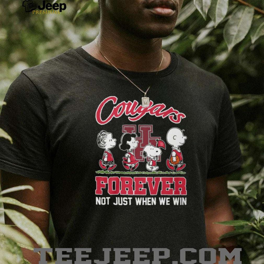 Houston Cougars Forever Peanuts Characters Red and White T Shirt