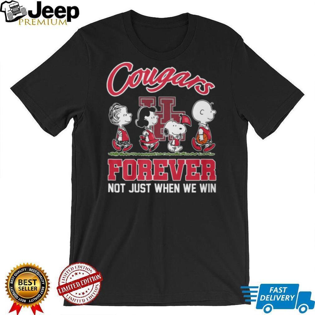 Houston Cougars Forever Peanuts Characters Red and White T Shirt