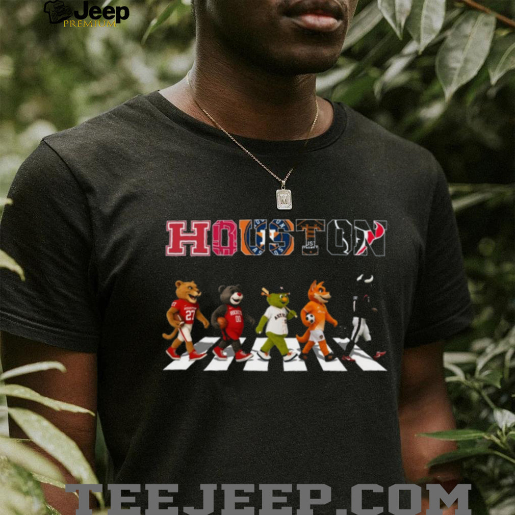 Houston Sports Teams Mascots Abbey Road Crossing Texans Rockets Astros Dynamo T Shirt