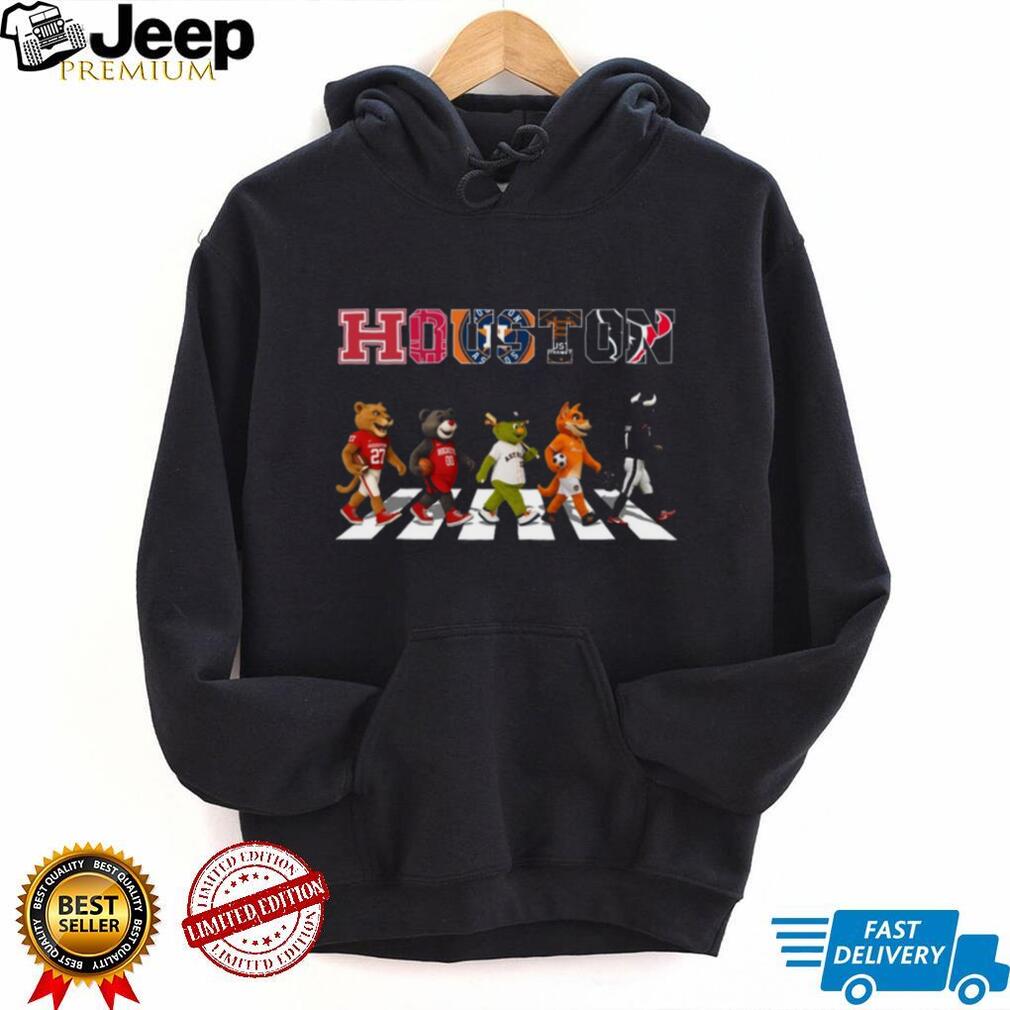 Houston Sports Teams Mascots Abbey Road Crossing Texans Rockets Astros Dynamo T Shirt
