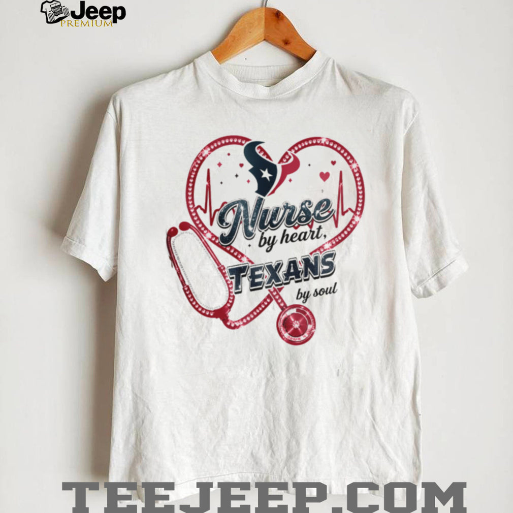 Houston Texans Nurse By Heart Soul Medical Heartbeat Sparkle T Shirt