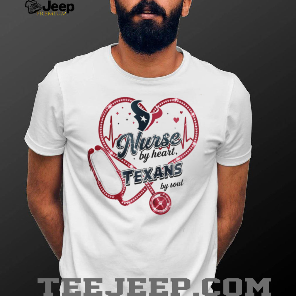 Houston Texans Nurse By Heart Soul Medical Heartbeat Sparkle T Shirt