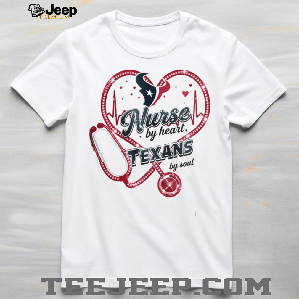 Houston Texans Nurse By Heart Soul Medical Heartbeat Sparkle T Shirt