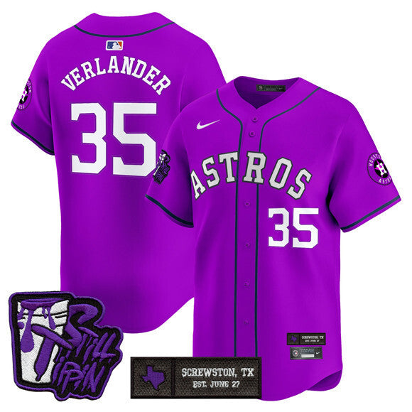 Houston Astros #35 Justin Verlander DJ Screw Still Tippin Purple Patch Vapor Limited