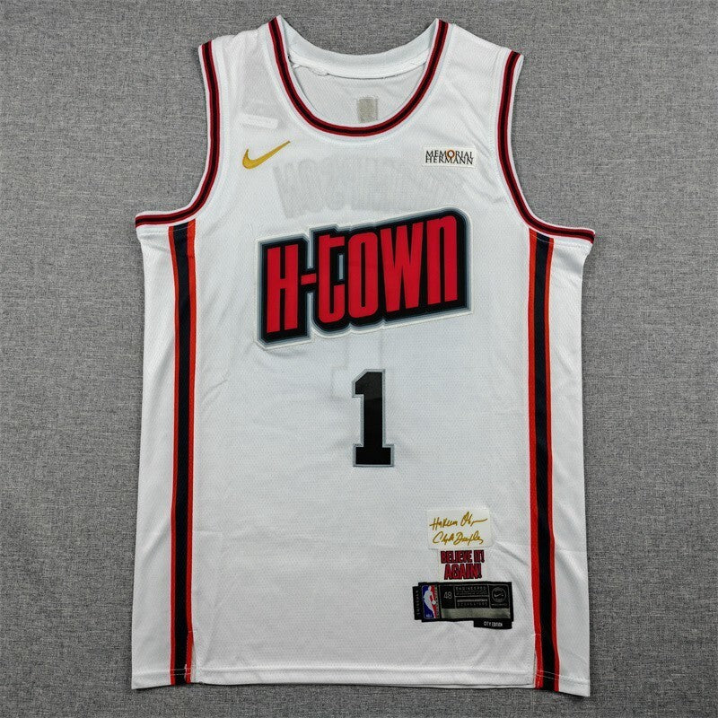 Houston Rockets #1 Amen Thompson 25 Rockets 1 White City Edition Style 2