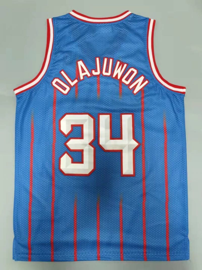 Houston Rockets #34 Hakeem Olajuwon 1996-97 throwback jersey blue Style 1