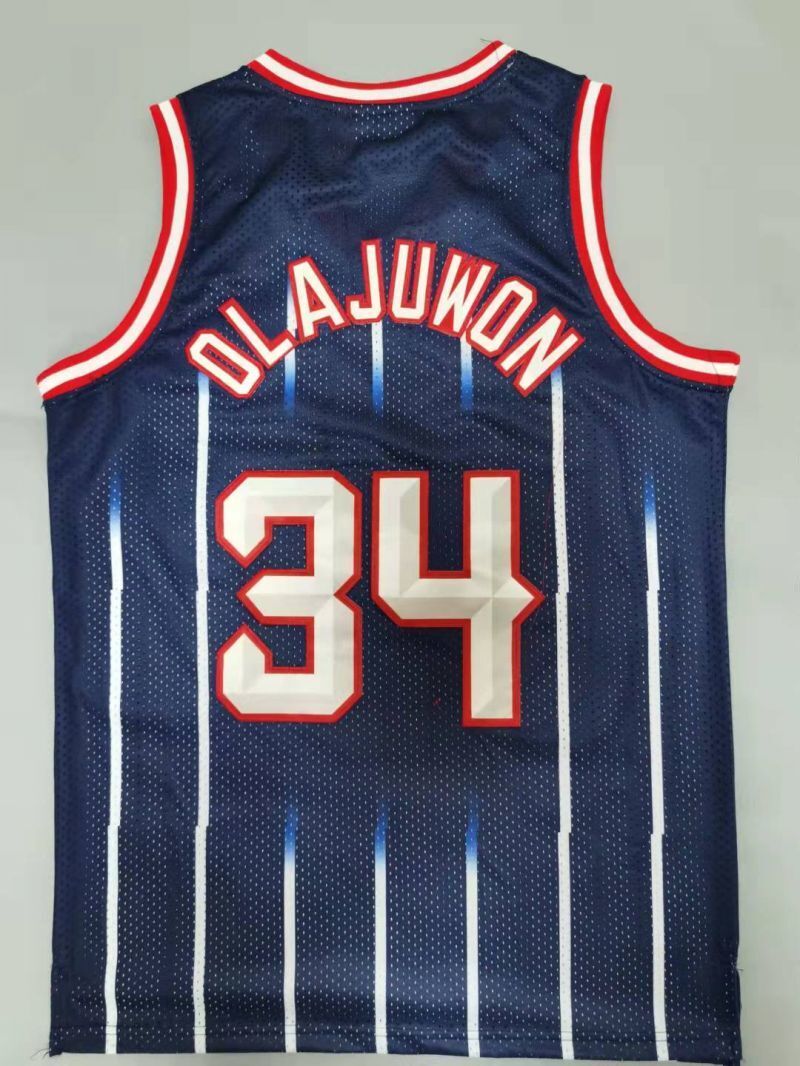 Houston Rockets #34 Hakeem Olajuwon 1996-97 throwback jersey navy Style 1