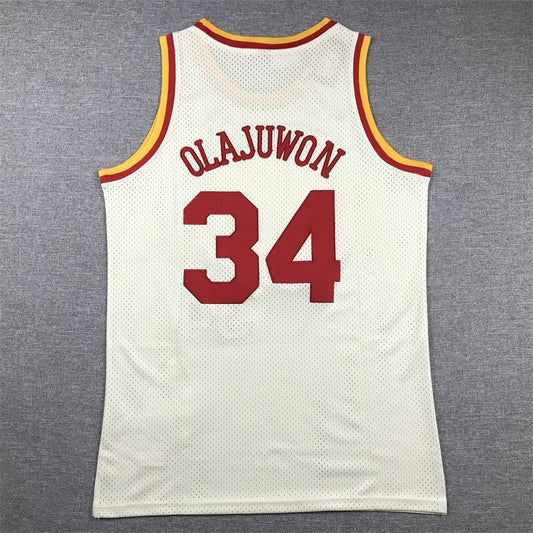 Houston Rockets #34 Hakeem Olajuwon Rockets 34 Yellow Retro s-xxl Style 1
