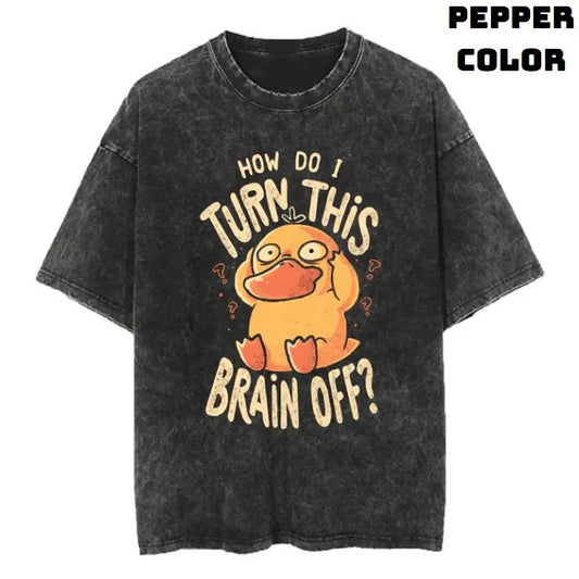 How Do I Turn This Brain Off Vintage Graphic Tees, Psyduck T-Shirt, Pokemon Shirts, Masters 2025 Merch, Vacation Outfits, Unisex Anime Manga Shirt Top Gifts Men Women Streetwear