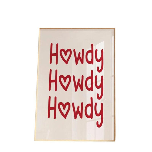 Howdy Poster Print, Retro Western Wall Art, Red Howdy Print, Simple Western Home Decor, Southern Home Decor Wild West...