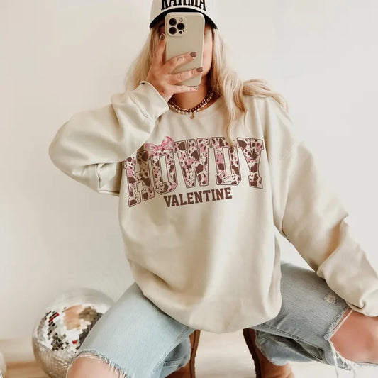 Howdy Valentine Coquette Bow Tee, Valentines Cow Holiday Shirt, Valentines Cow Print, Valentine Day Coquette Bow Shirt, Gift for Her