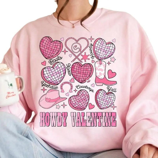 Howdy Valentine Sweatshirt, Western Valentines Shirt, Cowgirl Valentines Sweatshirt, Conversation Hearts Shirt, Valentines Sweatshirt, Long Sleeve Crewneck Shirt, Valentines Gifts For Men Women Fit Unisex