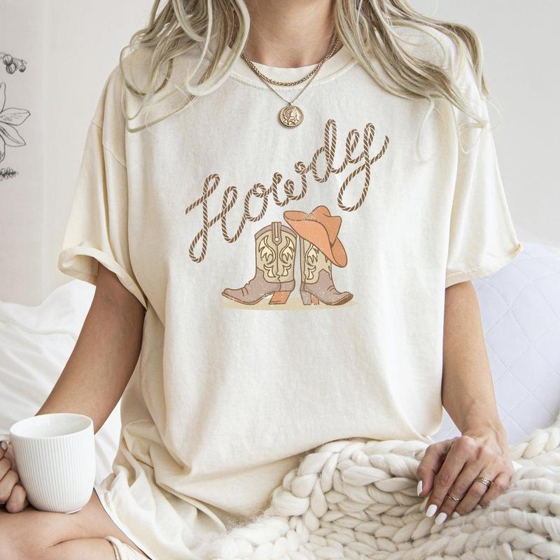Howdy, Cowboy Boots, Western, Country, Cowgirl,  Tshirt, Women's Crew Neck, Crewneck Hoodie, Sweatshirt | WearSparks.com