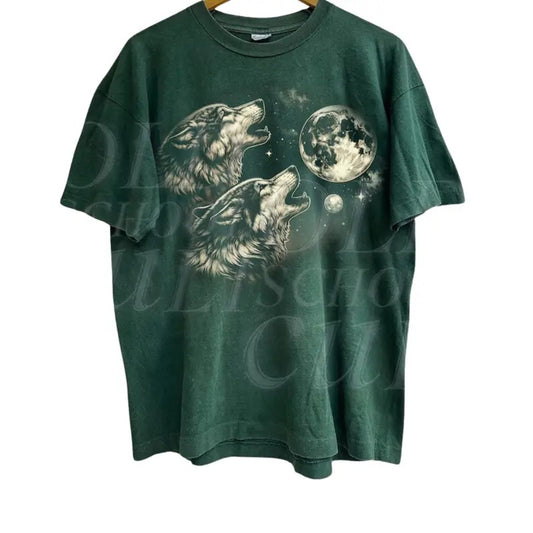 Howling Wolves Vintage 90s Graphic Shirt, Wolf Moon Tee, Wild Free, Loyal Wolf Retro Shirt, Grey Wolf Washed Tee, Wolf Y2k Gifts