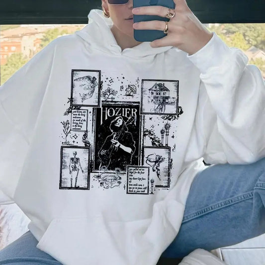 Hozierr Vintage Hoodie, Alternative Rock Tee, 2025 Tour Concert Outfit, Unisex Sweater Pullover Tee top