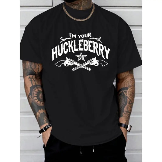 Huckleberry Print Tee Shirt - Vibrant Short Sleeve Casual T-Shirt for Men - Perfect Summer Wear with Unique Design and Comfortable Fabric Made in USA