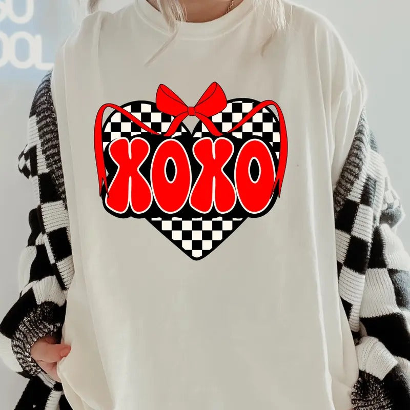 Hugs and Kisses Heart Shirt~ Unisex Apparel Relaxed Fit Printed In The USA Clothing Womenswear Casual Comfort Cotton Top Athletic Boho Chic