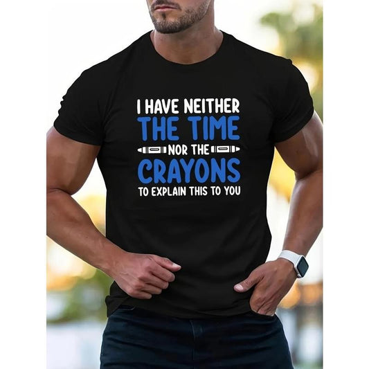 Humorous printed men's heavy cotton round neck short sleeve T-shirt, casual T-shirt, fashion comfortable breathable light summer top Made in USA