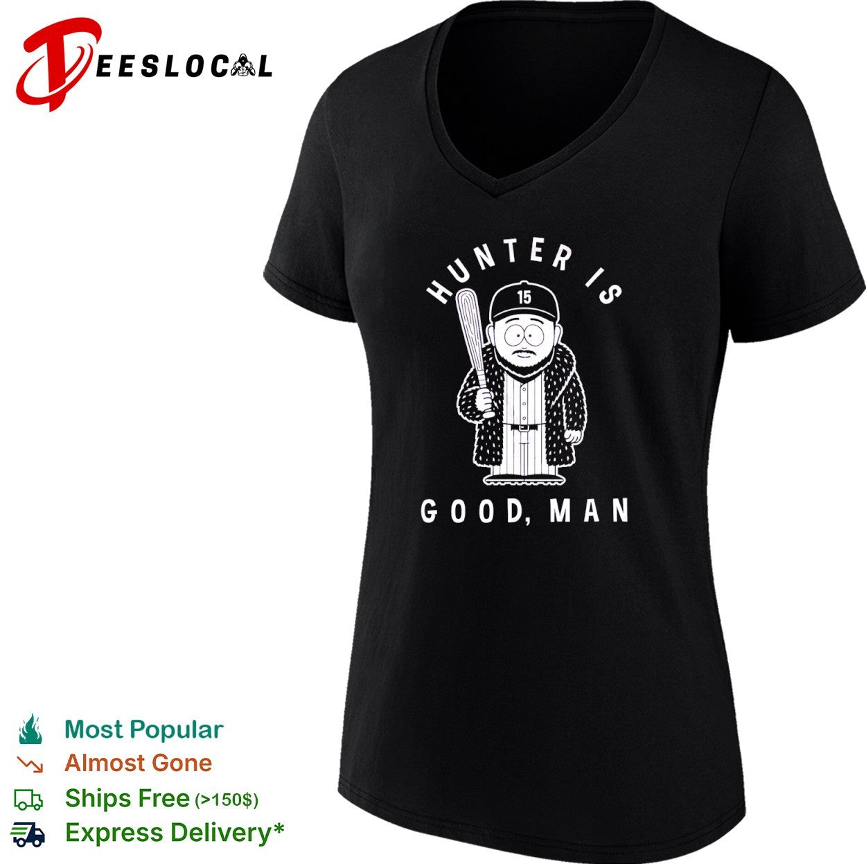 Hunter Is Good Man 15 Baseball Player Cartoon shirt