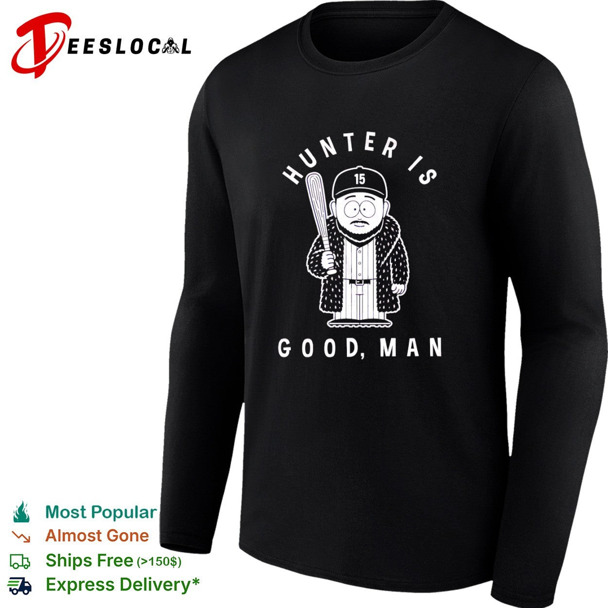 Hunter Is Good Man 15 Baseball Player Cartoon shirt