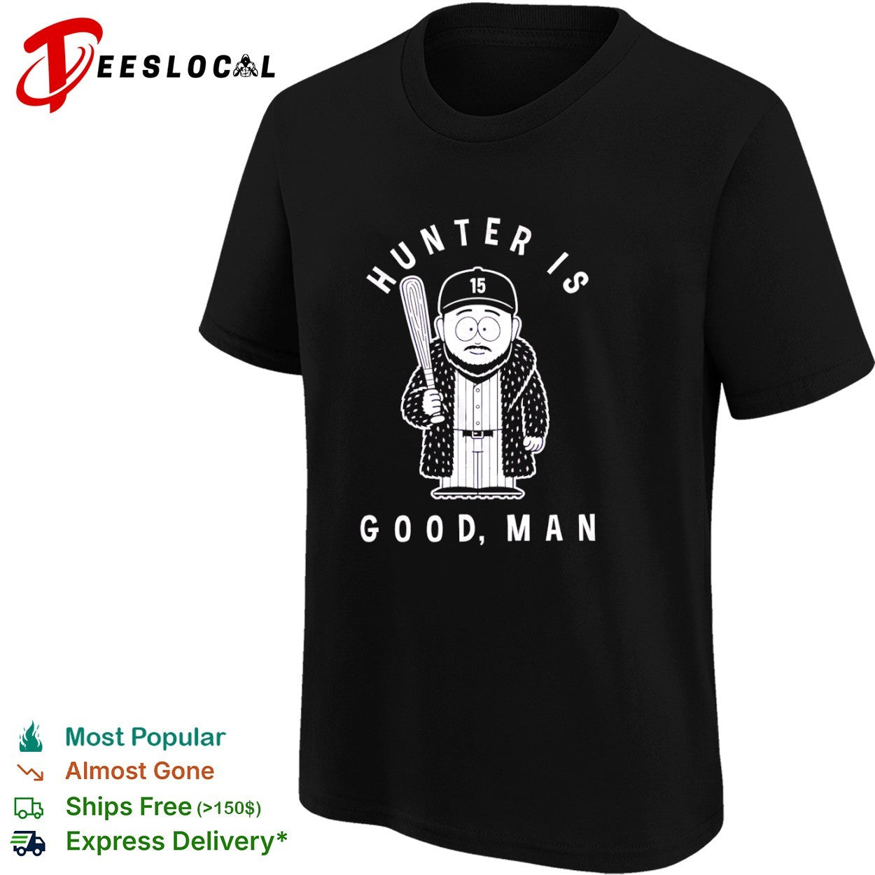 Hunter Is Good Man 15 Baseball Player Cartoon shirt