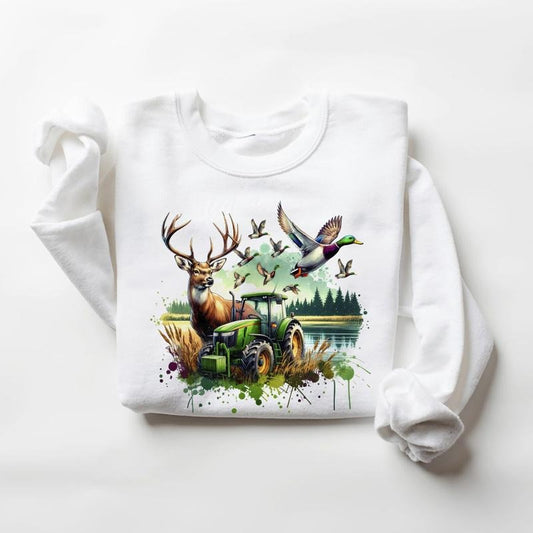 Hunting Farming Fishing Deer T-Shirt Sweatshirt Unisex Hoodie Hunting Season 2025 tee Cotton Womenswear