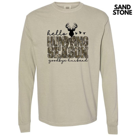 Hunting Season Husband Long Sleeve Comfort Colors T-Shirt 'NLB' Hoodie, Sweatshirt | WearSparks.com