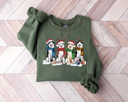 Husky Christmas Dog Sweatshirt, Dog Christmas Shirt, Husky shirt, Gift for Dog Lover, Holiday Sweater, New Year Shirt, Xmas Tee