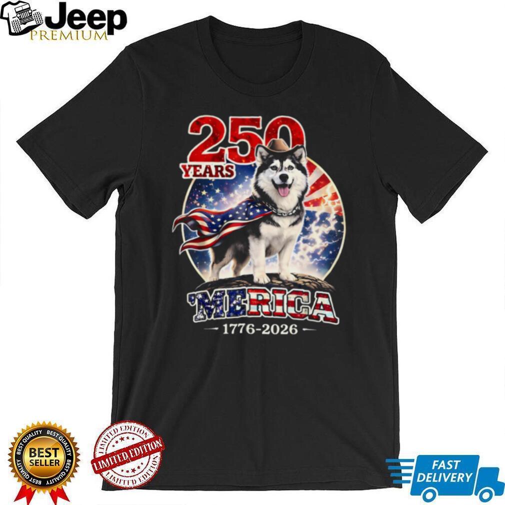 Husky Dog 250 Years Merica Patriotic Flag Cape T Shirt