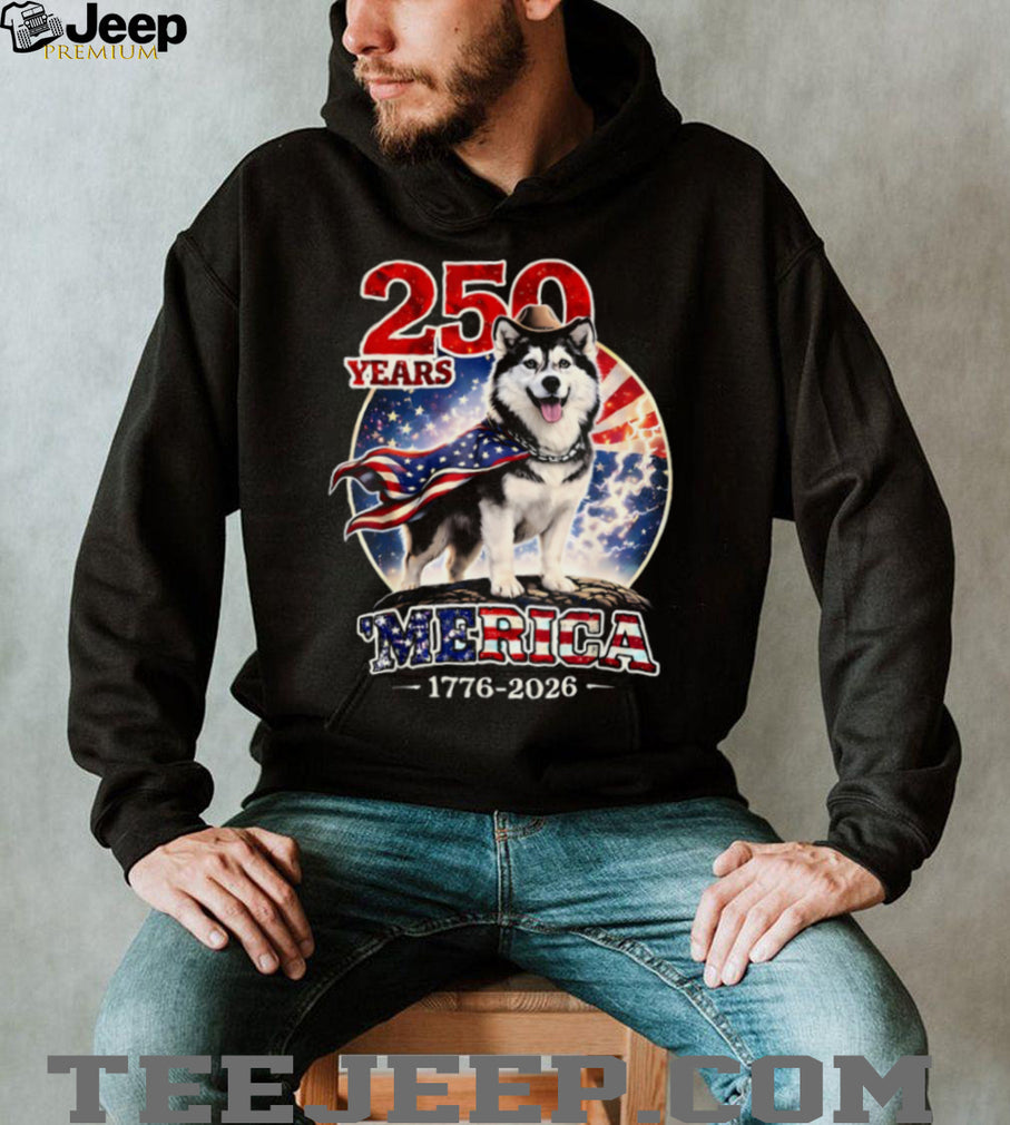 Husky Dog 250 Years Merica Patriotic Flag Cape T Shirt