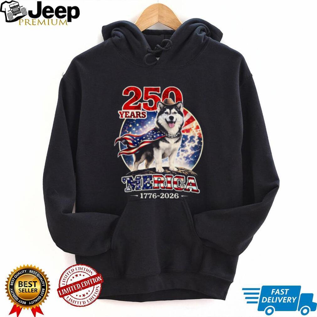 Husky Dog 250 Years Merica Patriotic Flag Cape T Shirt