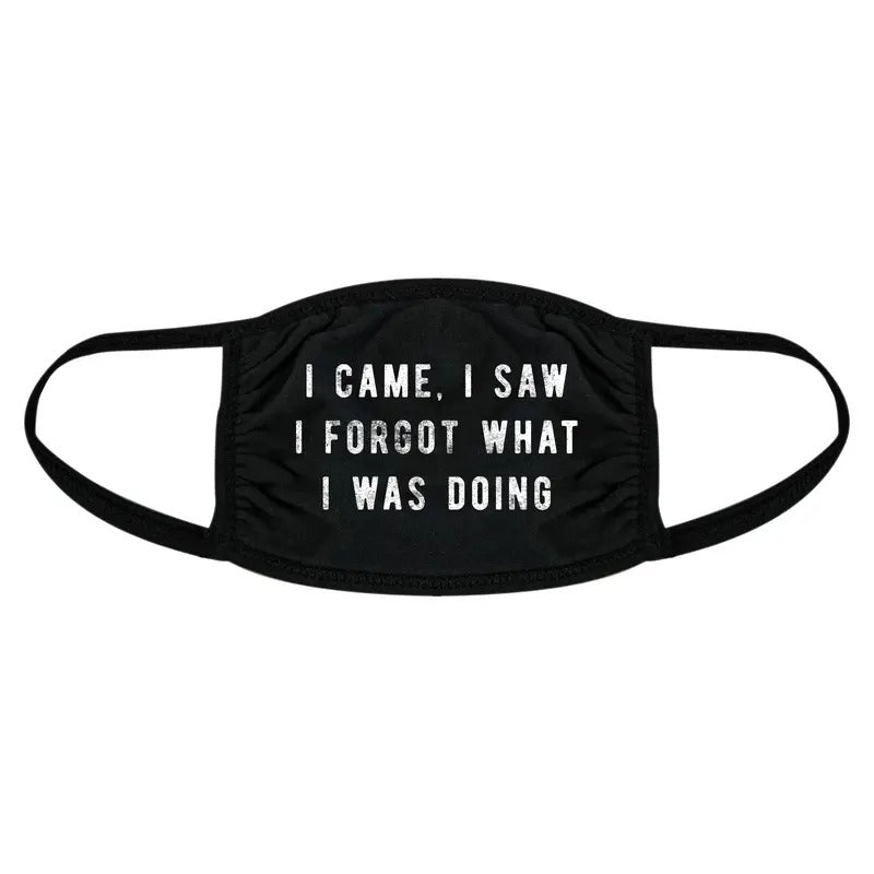 I Came I Saw I Forgot What I Was Doing Face Mask Funny Introvert Nose And Mouth Covering Funny Masks for Adults Funny Introvert  Novelty Masks for Adults Black