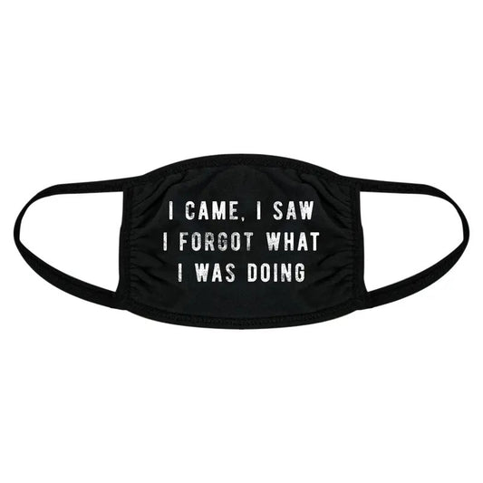 I Came I Saw I Forgot What I Was Doing Face Mask Funny Introvert Nose And Mouth Covering Funny Masks for Adults Funny Introvert  Novelty Masks for Adults Black