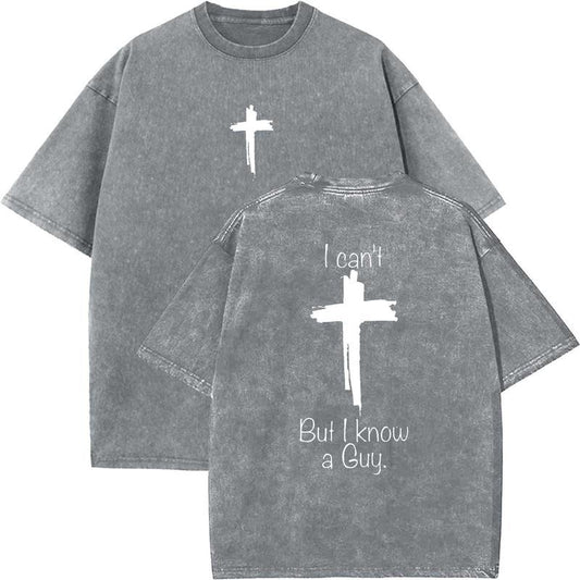 I Can't But I Know A Gay Unisex Washed T-Shirt, Christian t shirts, Vintage 90s Graphic Tee, Gift Top Womenswear Cotton Mineral Color